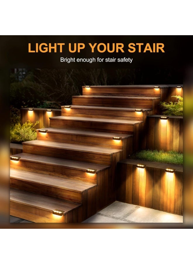 VIUAUAX عبوة من 4 مصابيح سطحية تعمل بالطاقة الشمسية للاستخدام الخارجي، مصابيح سلالم تعمل بالطاقة الشمسية ومقاومة للماء بتقنية LED للسلالم الخارجية والدرجات والأسوار والساحات والفناء والممرات (أبيض دافئ) - Image 3